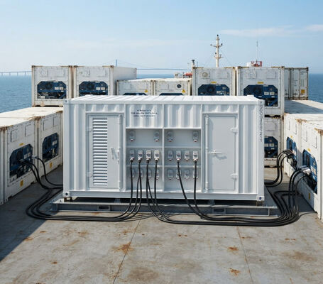 Đường điện ngoài khơi 40 ổ cắm 350kw 500kva 1000kw Máy phát điện chứa 20ft 40ft Reefer Container Plugs ATS